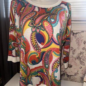 Talbots Vibrant Paisley Print Lightweight Top